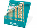 TOTAL vrtky do kovu, sada 19ks, HSS, 1-10mm