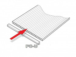 PC U-profil 8mm pro obloukov sklenk dlka 2,10m 1ks 