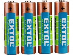 Baterie AA tužkové LR6 1,5V alkalické 4ks EXTOL