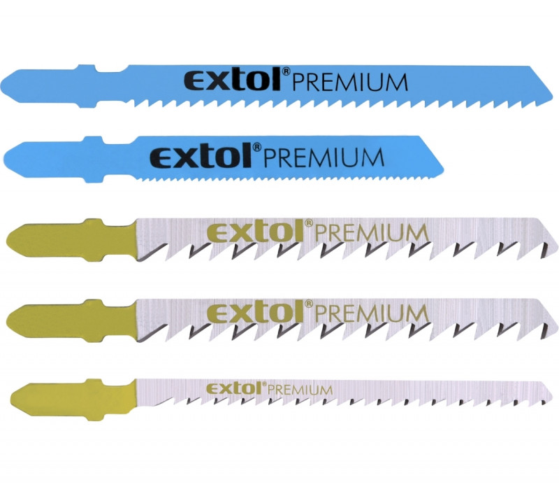 EXTOL 8805100 plátky do přímočaré pily-mix, sada 5ks, úchyt BOSCH, Bi-metal, HSS, HCS